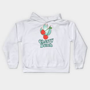 Cherry Bomb and Teal Flaming Design Kids Hoodie